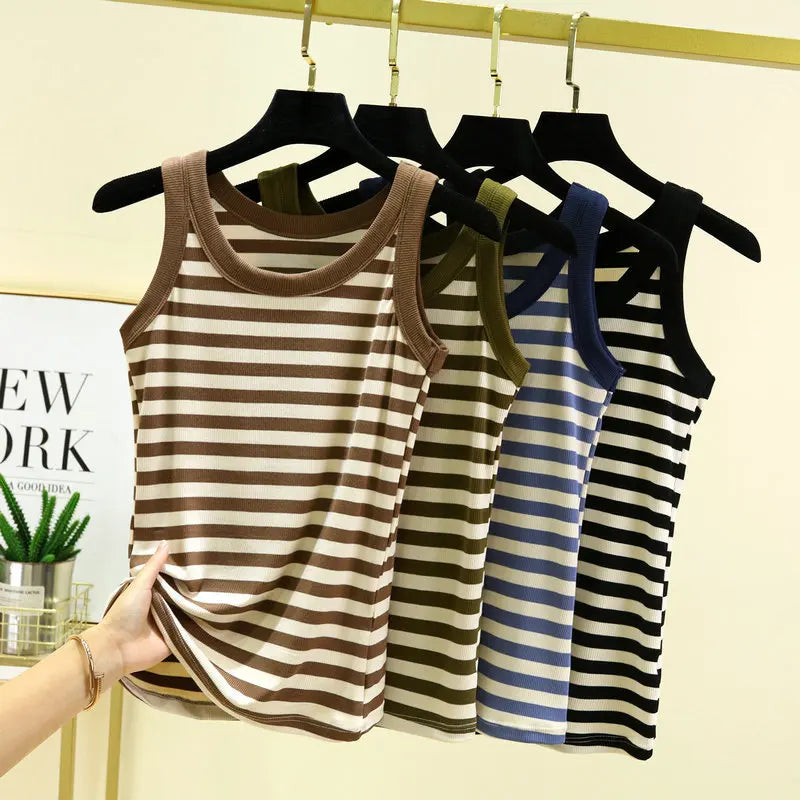 Fashion Black & White Stripe Tank Tops