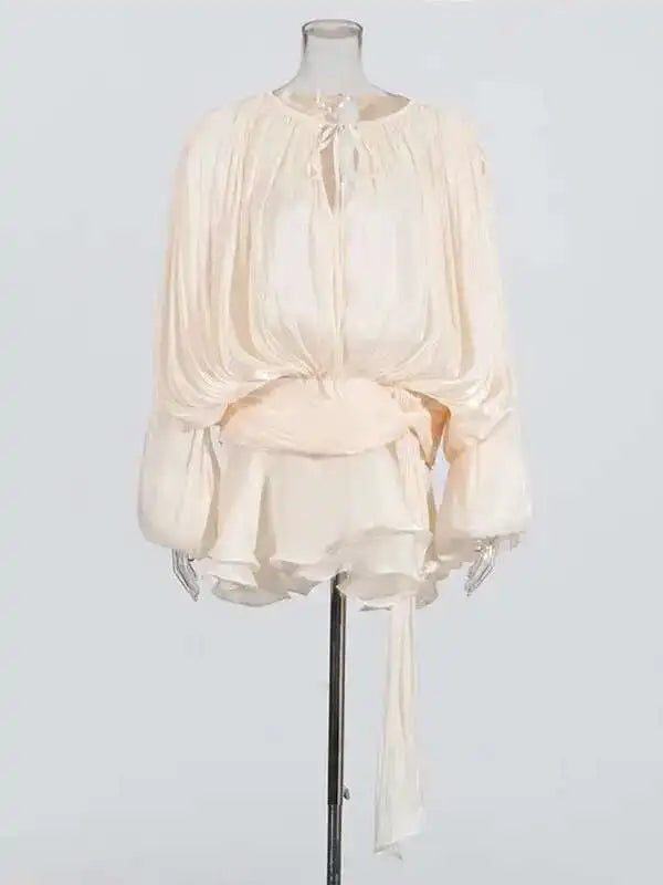 Solid Blouse Mini Dresses