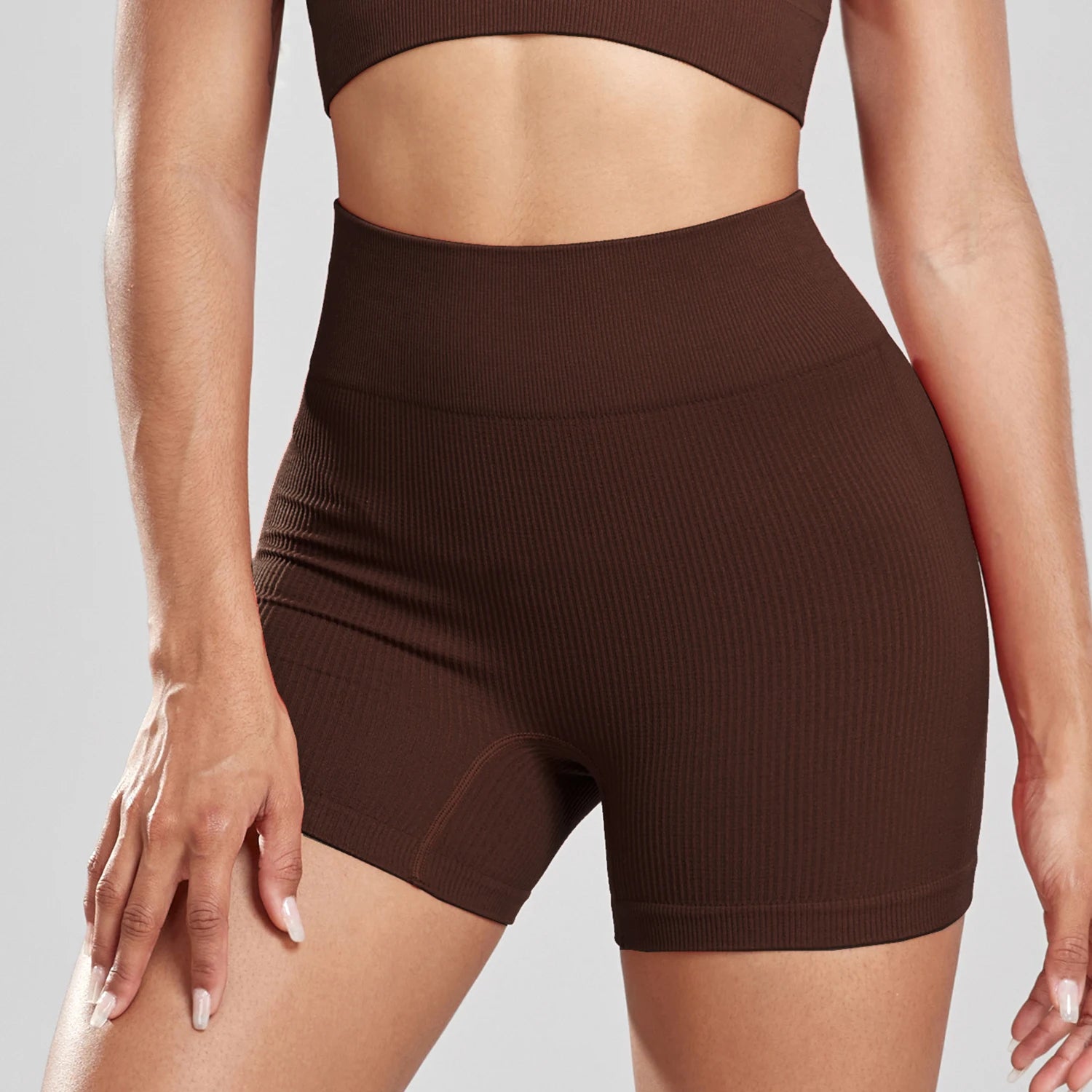Woman Thread Fitness Shorts Sets Skinny Stretch High Waist
