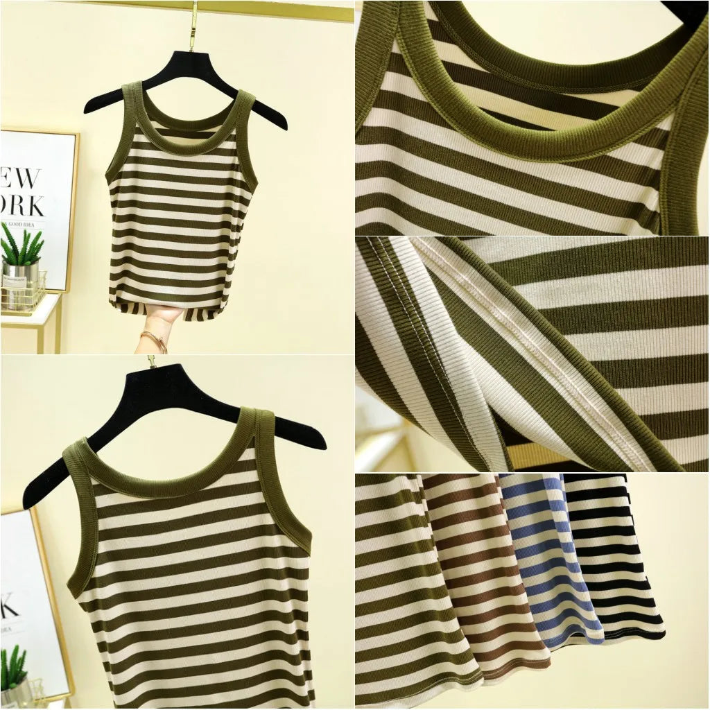 Fashion Black & White Stripe Tank Tops