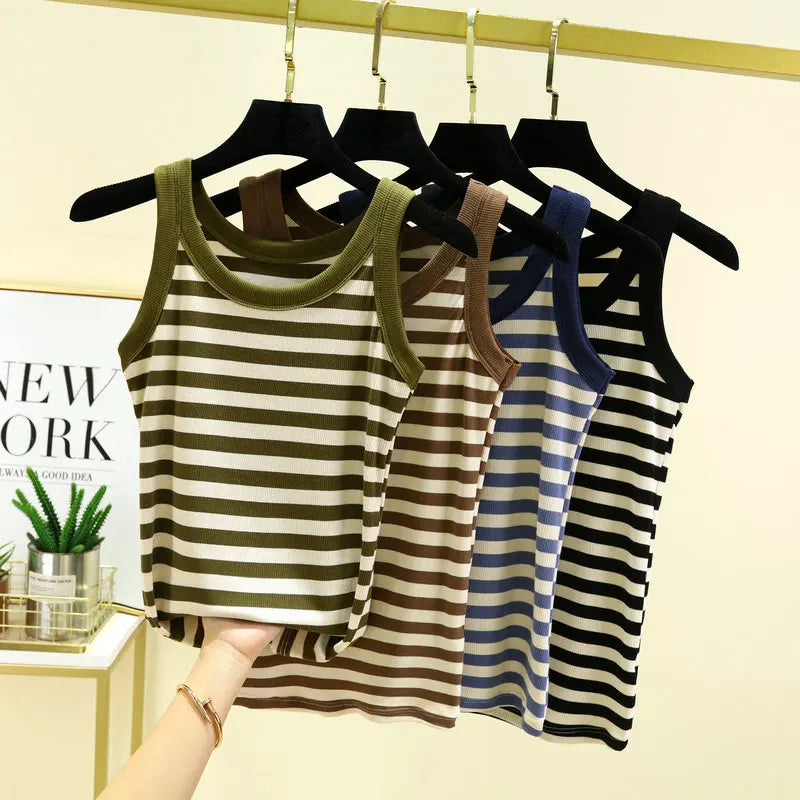 Fashion Black & White Stripe Tank Tops