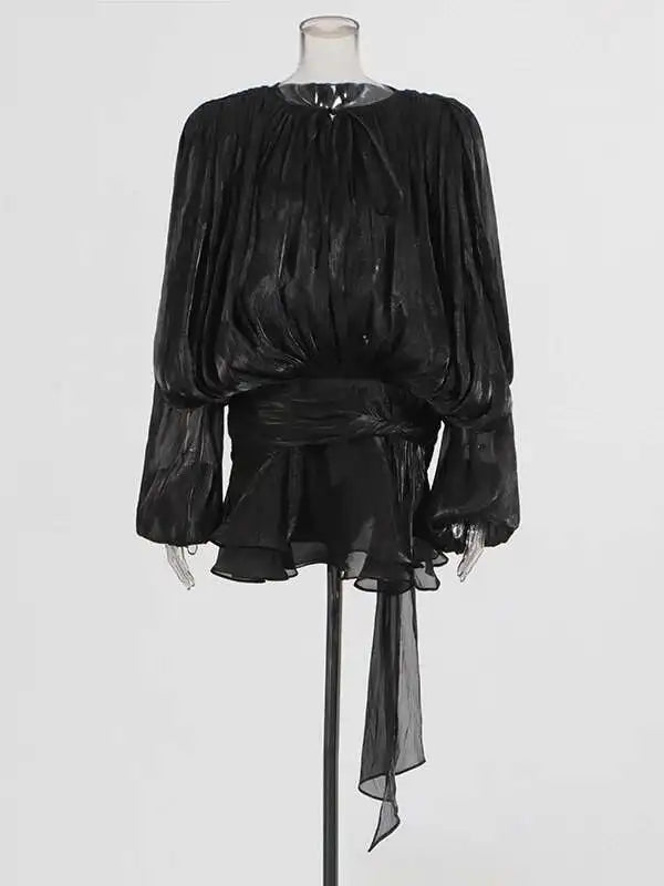 Solid Blouse Mini Dresses