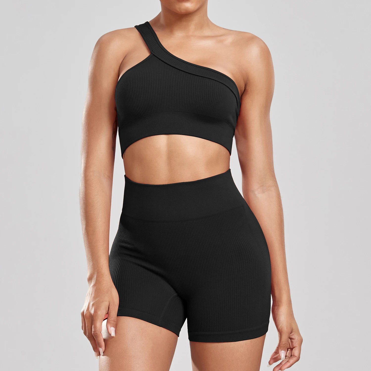 Woman Thread Fitness Shorts Sets Skinny Stretch High Waist