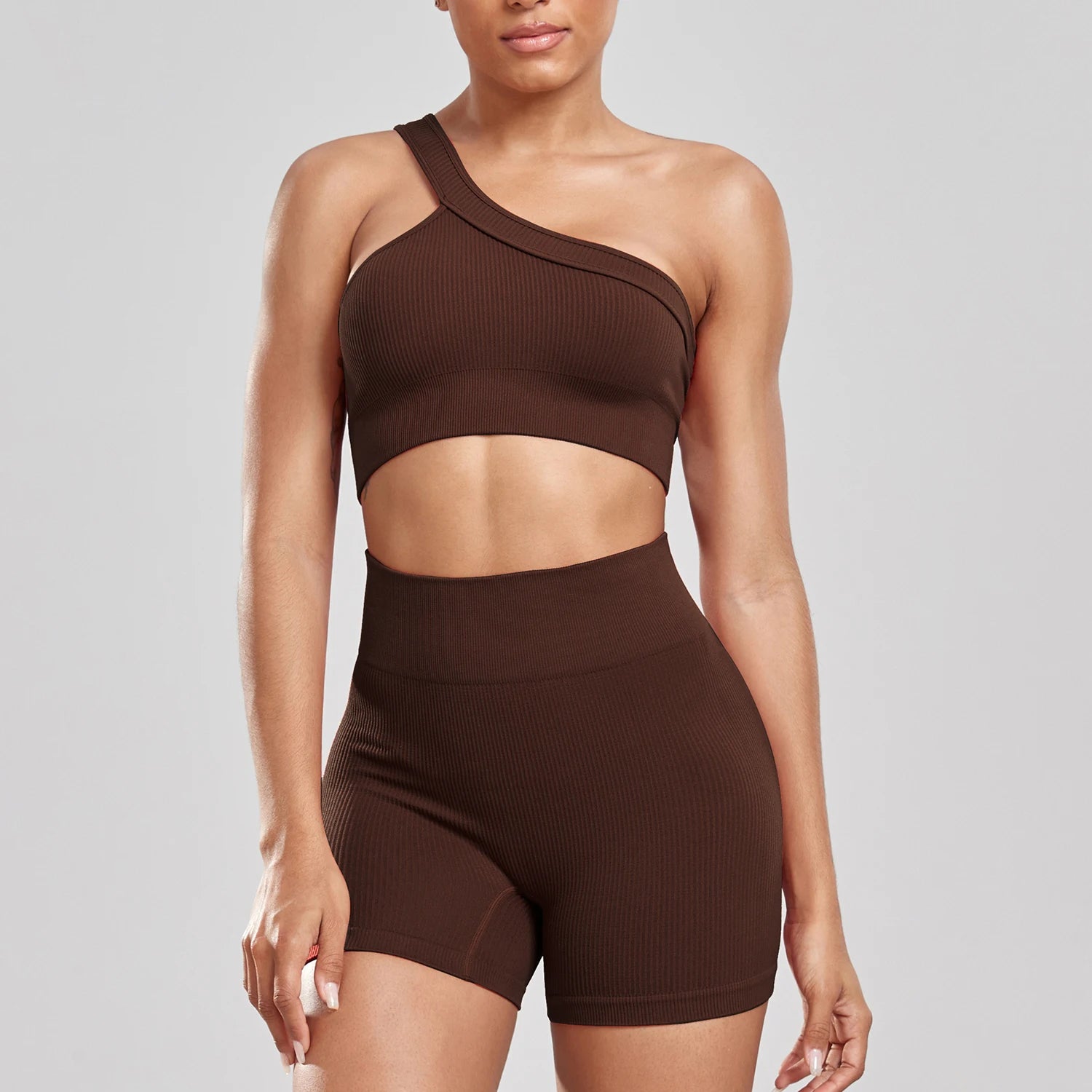 Woman Thread Fitness Shorts Sets Skinny Stretch High Waist