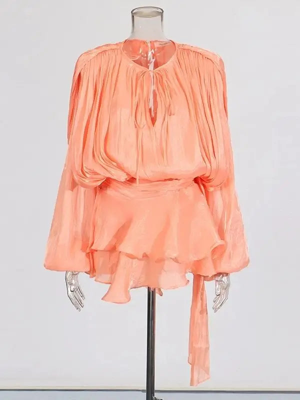 Solid Blouse Mini Dresses