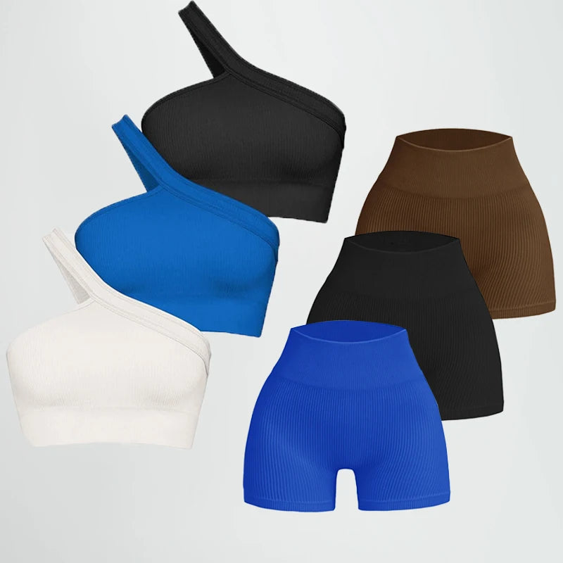 Woman Thread Fitness Shorts Sets Skinny Stretch High Waist