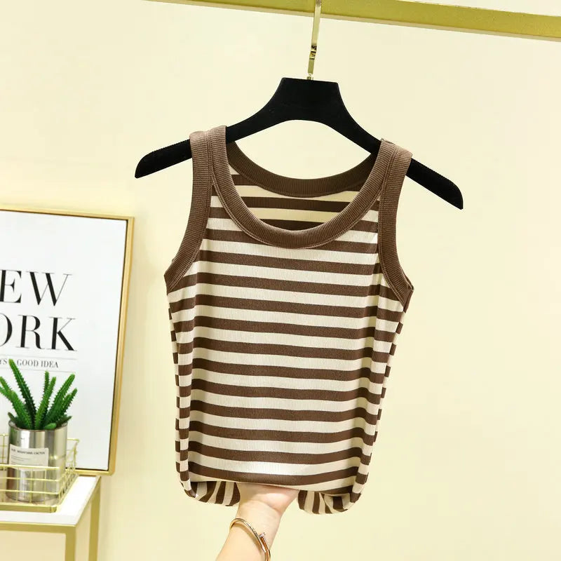 Fashion Black & White Stripe Tank Tops