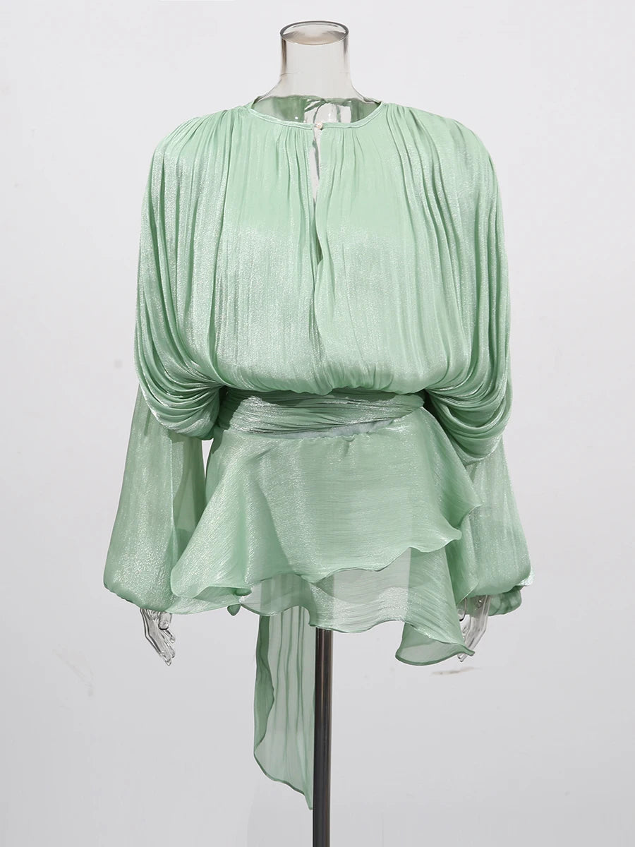 Solid Blouse Mini Dresses
