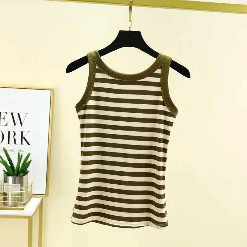 Fashion Black & White Stripe Tank Tops