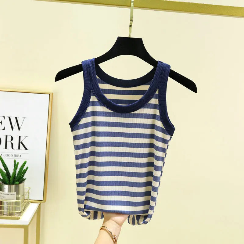 Fashion Black & White Stripe Tank Tops
