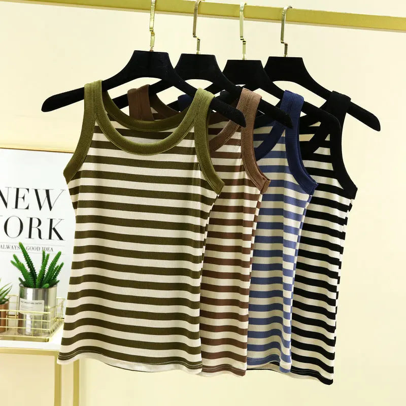 Fashion Black & White Stripe Tank Tops