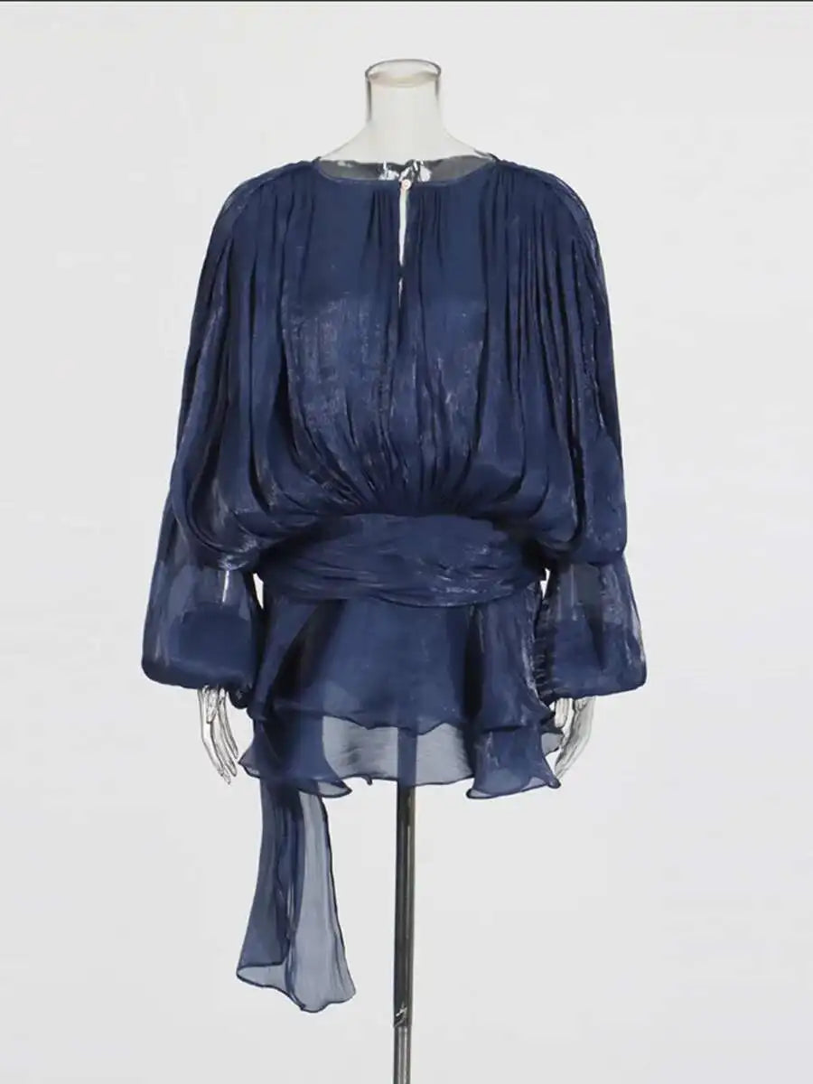 Solid Blouse Mini Dresses