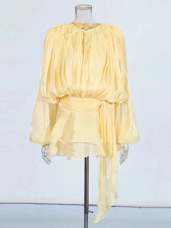 Solid Blouse Mini Dresses